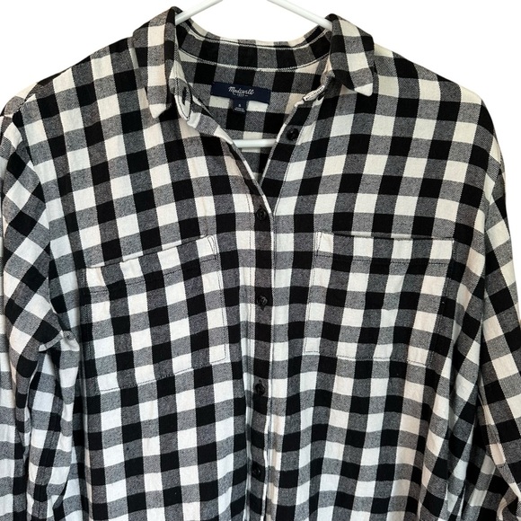 Madewell Oversized Boyfriend Flannel Black White Checkered S - Picture 3 of 8